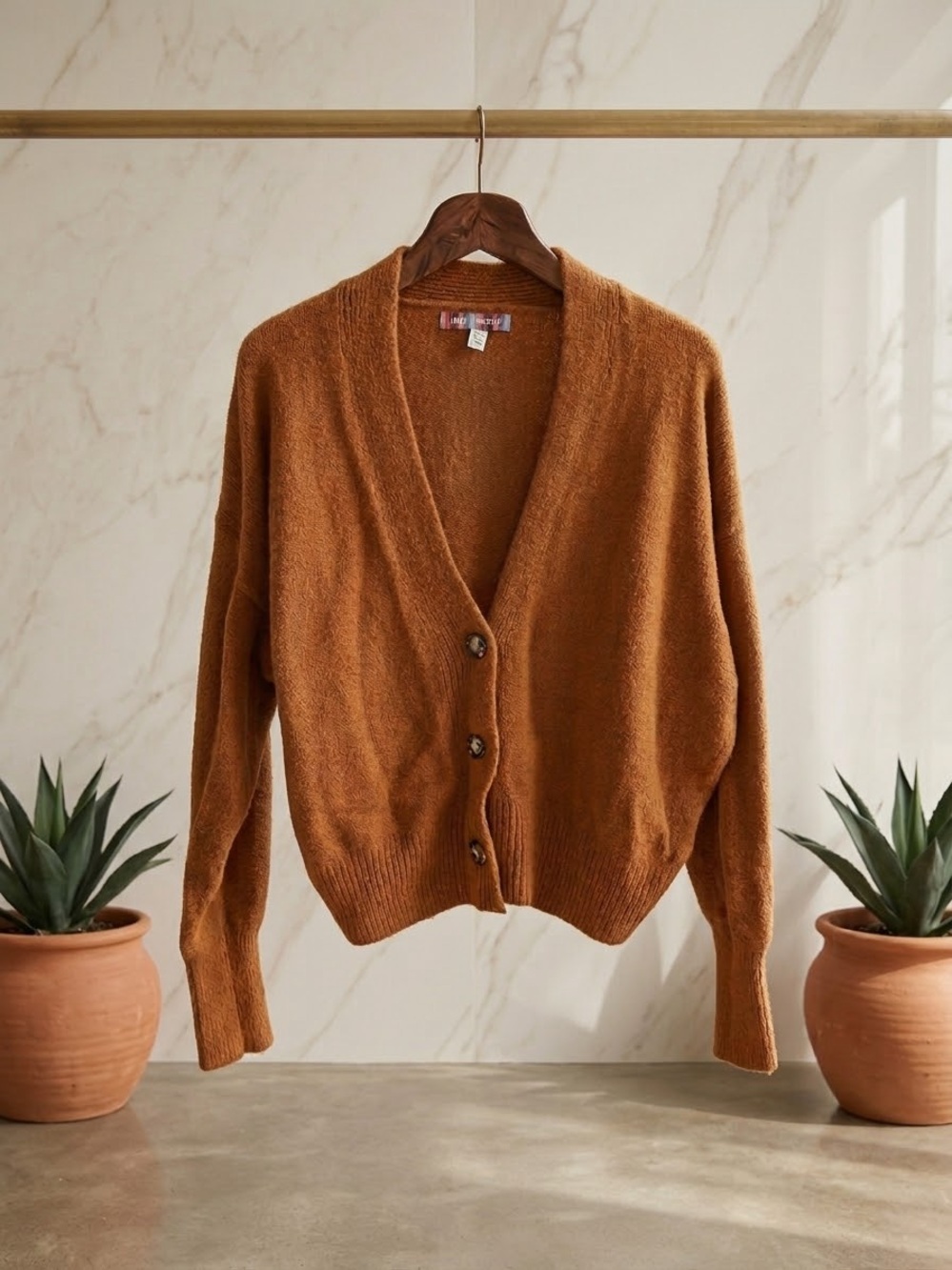 Urban Outfitters Rust Brown V-Neck Button-Front Cardigan size XS